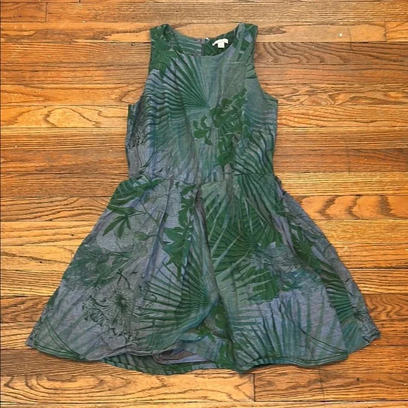 gap green floral dress Green Floral Cotton Cap-Sleeve Midi Dress (4-13yrs)